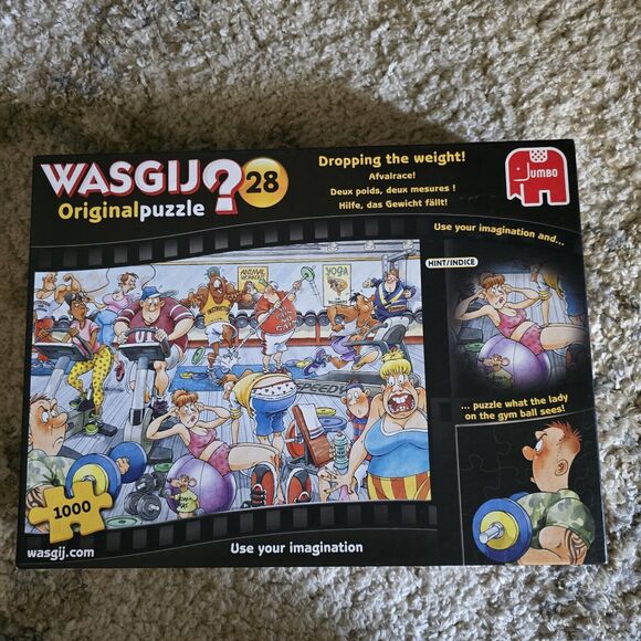 Jumbo WASGIJ 1000 Pc. Original Puzzle #28 "Dropping the Weight!" Finish Picture - Picture 1 of 3